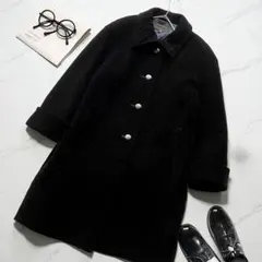 ブラック キルティング ロングコート