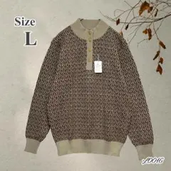 【SALE】【新品】ラウンドワン印 ニットセーター Lサイズ ブラウン系