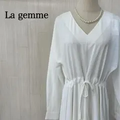 新品タグ付き ラジエム Ｖネックワンピース ウエスト調節紐 シンプル フェミニン