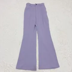 GU　ジーユー　カットソーカラーフレアスラックス　S　パープル