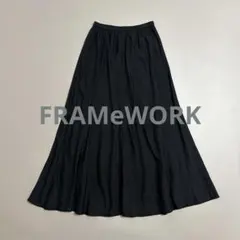 フレームワーク キュプラツイルギャザーフレアスカート 36 黒 定価2.2万