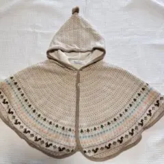 familiar フード付きニットポンチョ 60-90cm