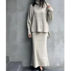 flamingo firm フラミンゴ リブ編みオフタートルニット スカート