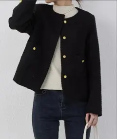 金ボタン ノーカラージャケット