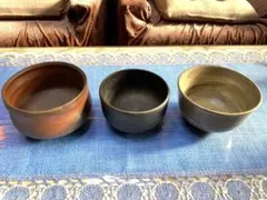 【新品】信楽焼の茶椀3種(茶色・黒色・灰色)※バラ売り可のサムネイル