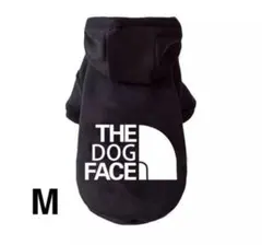暖かい裏起毛♪ドッグフェイス犬服パーカーペット用洋服ドッグウェア黒M