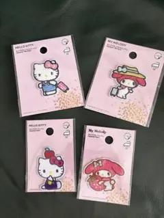 ハローキティ・マイメロディ刺繍ワッペン4個セット