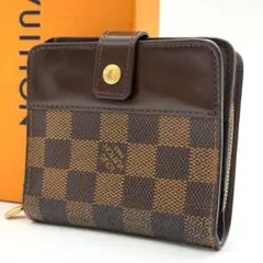 【美品】ルイヴィトン ダミエ エベヌ コンパクトジップ 二つ折り財布 ウォレット