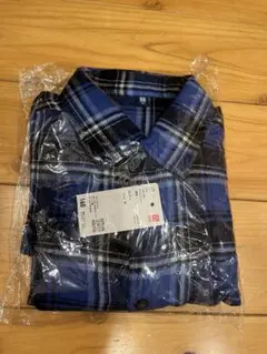 UNIQLO 長袖シャツ 160青系チェック　ユニクロ