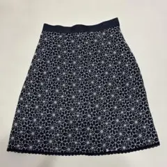 花柄刺繍 Aラインスカート ネイビー　★アリスバーリーのサムネイル