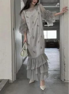 【タグ付き・美品】willfully ドレス ウィルフリー　オケージョン WILLFULLY ウィルフリー パールショルダーキャミセット