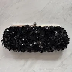 ビーズ装飾 黒 クラッチバッグ