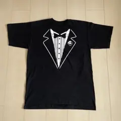 古着 Tシャツ 半袖 アメカジ プリント タキシード おもしろ 黒 ユニーク
