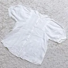【c7687】GU ジーユー　シャツ　半袖　ホワイト　綿100%