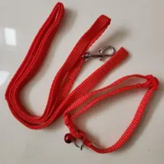 【新品】小型犬·中型犬·ねこ用 首輪&リードセット レッド 鈴付き 調整可能