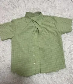 緑色 チェック柄 半袖シャツ
