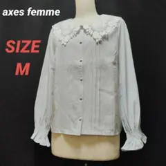 axes femme　アクシーズファム　レースカラーブラウス　フリル　水色　Mのサムネイル