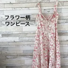 フラワーキャミワンピース ガーデンプリント ビスチェミディドレス ワンピース