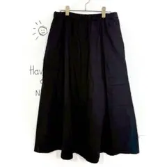 無印良品 スカート(M-L)ブラック ノームコア コットン イージー シンプル