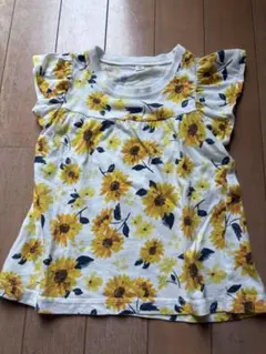 ひまわり柄 フリル袖 Tシャツ 80
