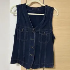 ベスト　デニム風　古着