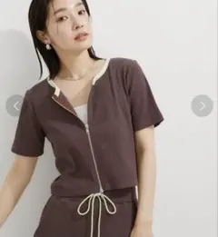 VISリブ半袖ZIPカーディガンのサムネイル