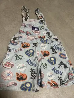 MLB×チマジロ デニム総柄ロゴオーバーオール 120