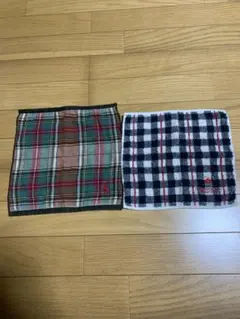 ポロ チェック柄タオルハンカチ2枚セット