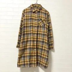 無印良品キッズ　140 ワンピース　ネルシャツ　黄色チェック
