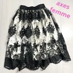 【完売品】axes femmeオーガンジーコードレーススカート 黒のサムネイル