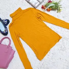 専用♥INDIVI♥カットソー/インナー（L）マスタード/タートルネック