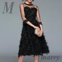 M 新品 結婚式 二次会 お呼ばれ パーティードレス ブラック 黒 ワンピース