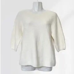 UNIQLO 3Dコットンボリュームスリーブセーター　七分袖　オフホワイト　S