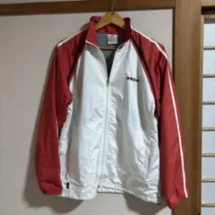 adidas ナイロンジャケット Mサイズ ホワイト/レッド