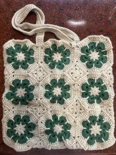ハンドメイド　手編み　フラワーモチーフバッグ
