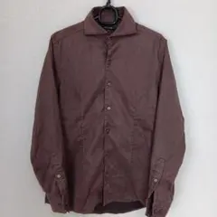 MICHEL KLEIN ブラウン長袖シャツ 46　日本製【A089】のサムネイル
