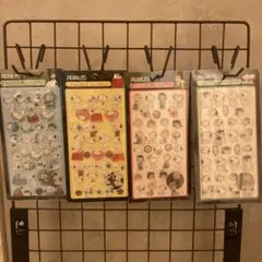 硬いシール　スヌーピー3Ｄキャラクターぷくぷく立体 4枚セット