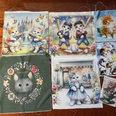 パンダのパネル生地6枚