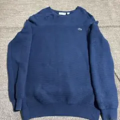 LACOSTE ネイビー リブ編みセーター FR US