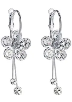 ピアス レディース フープ 桜 揺れるスワロフスキーオーストリア水晶