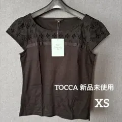 【新品未使用】♡TOCCA トッカ お花レース切替カットソー 半袖 Tシャツ黒のサムネイル