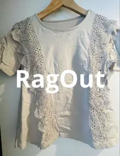 【RagOut】レーストリム半袖カットソー　ベージュ　M