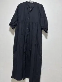 ブラック 半袖 シャツワンピース