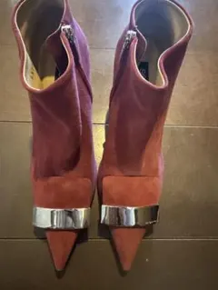 ワインレッド スエード ブーティ 37