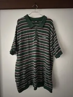 原*也様 STRIPED MESH KNIT POLO SHIRT グリーン X