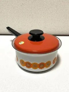 昭和レトロ 花柄 ホーロー片手鍋 ヴィンテージ