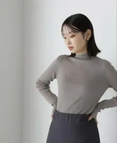 ラメタートルネックリブニット