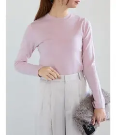 テチチ　総針クルーネックニット　フリーサイズ　ピンク