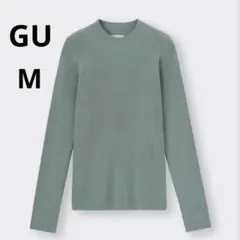 美品 GU M グリーン セージグリーン リブハイネックセーター ニット