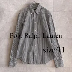 ラルフローレン スリムフィット ストライプシャツ ボタンダウン 黒白 11サイズ